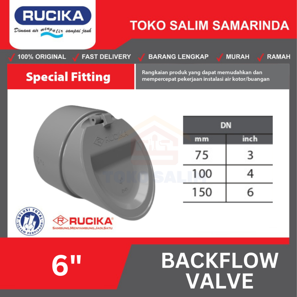 Rucika JIS วาล์วไหลด้านหลัง 3 นิ้ว / 4 นิ้ว / 6 Inc JIS | วาล์วไหลย้อนกลับ กันหนูและกลิ่น 3 นิ้ว / 4