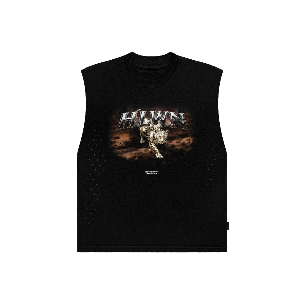 HLWN Running Unisex Boxy Muscle Tee Black - Delorean