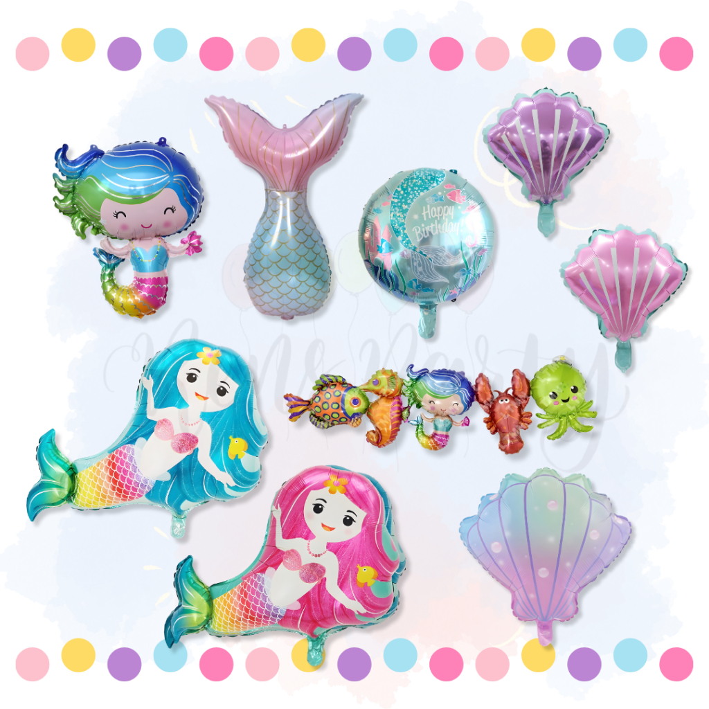 MERMAID THEMED FOIL BALLOONS MERMAID TAIL SEA KINGDOM SHELL