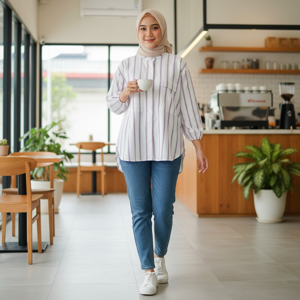 KEMEJA Kiana Stripe เสื้อเชิ้ตผู้หญิง JUMBO