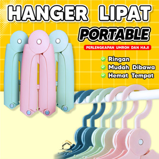 ANP88 - Hanger Lipat Portable Serbaguna dari Plastik Berkualitas Kuat Ringan Praktis untuk Baju Gamis Mukena Celana dan Handuk Hemat Tempat Cocok untuk Haji Umroh & Travel