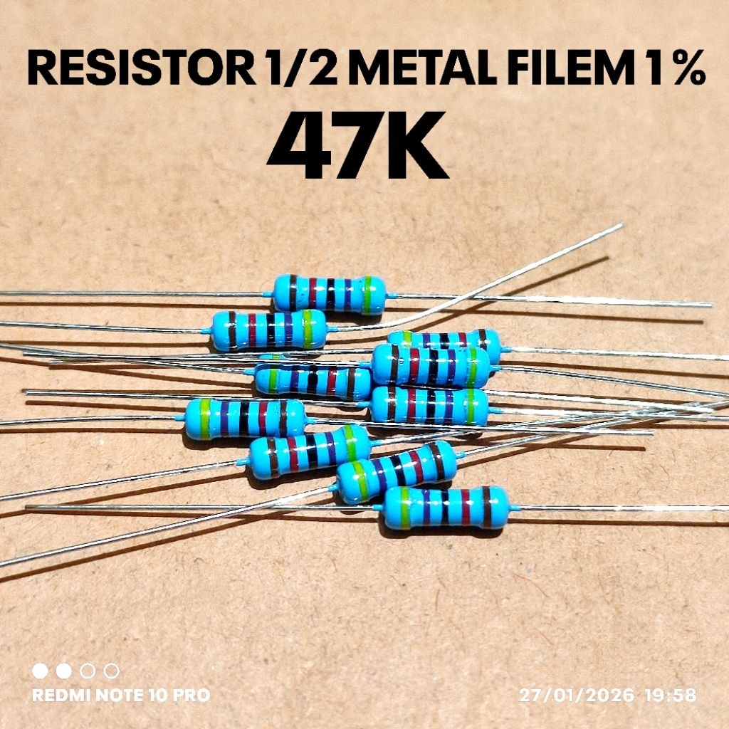 (QTY 10 ชิ้น) 1/2W 1/2WATT 47K 47K KILO MF 1% ROHS RESISTOR