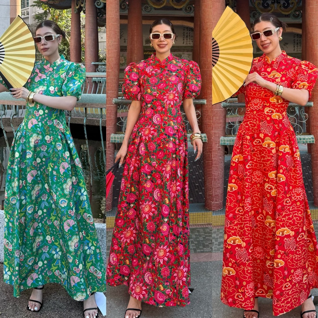 97 X2 STUDIO MAXI CHINESE CNY PUFF QIPAO DRESS