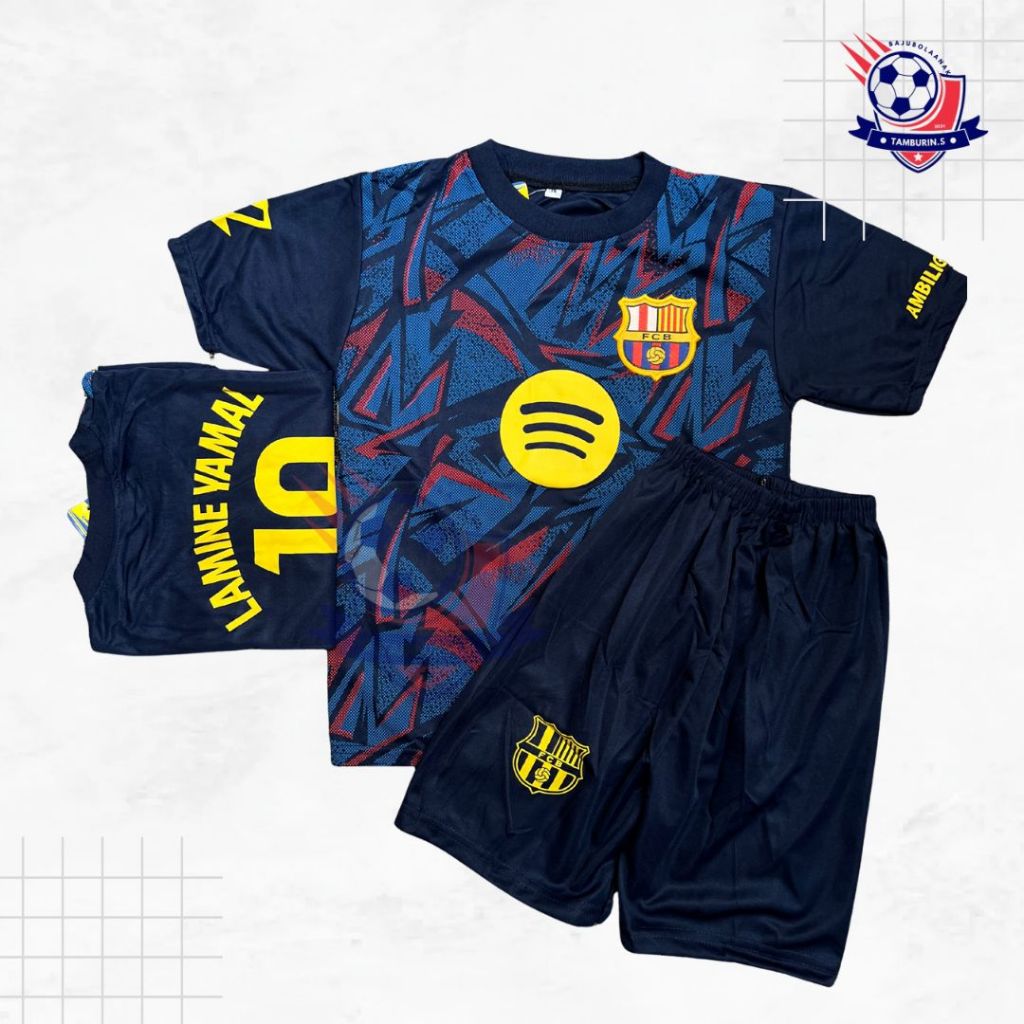 //LATEST BARCA LAMINE YAMAL BOYS FOOTBALL JERSEY SET AGES 1-15 YEARS