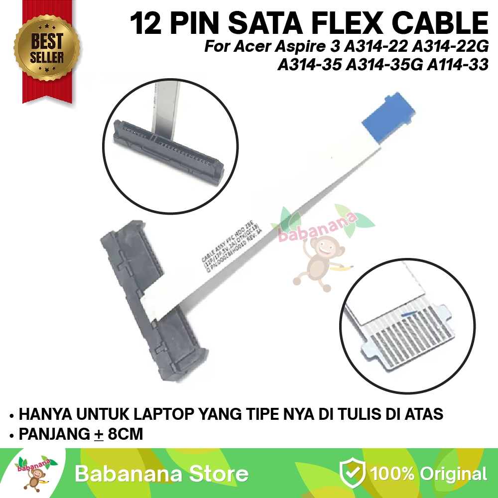 12Pin Sata Flex สําหรับ Acer Aspire 3 A314-22 A314-22G A314-35 A314-35G A114-33 แล็ปท็อป SATA Hard D