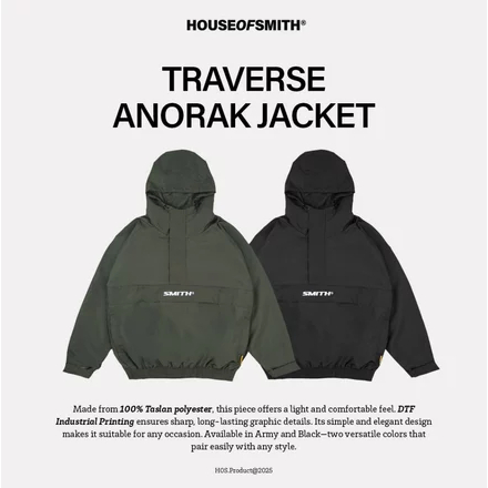House of Smith Bandung Mens Anorak Jacket - Traverse Anorak Jacket Army - Jacket