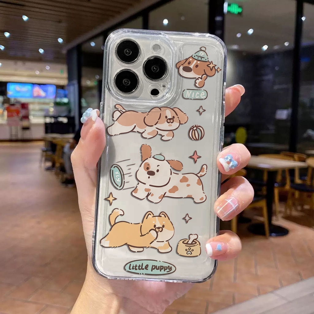 CASE CASING BENING CLEAR CASE BROWN LITTLE PUPPY สําหรับ VIVO Y02 Y03 Y04 Y11 Y15S Y16 Y17S Y18 Y19 