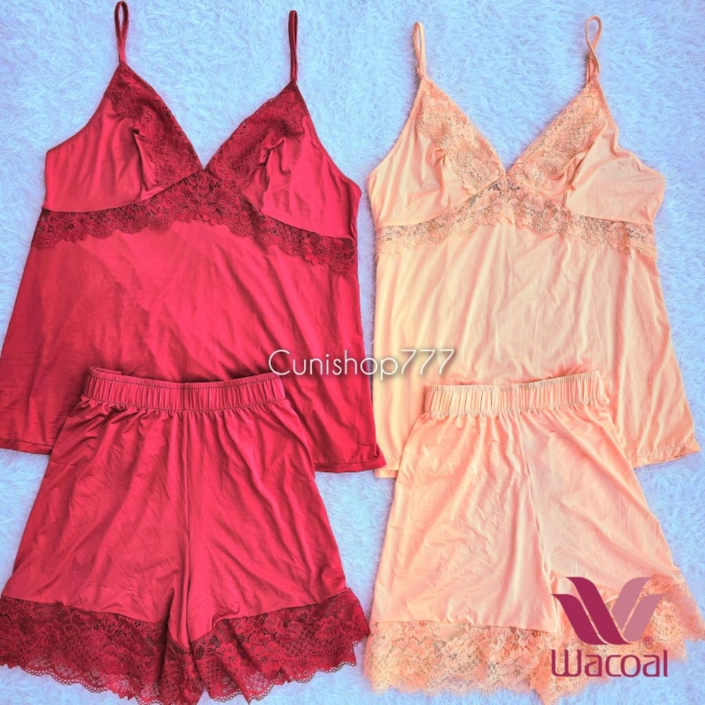 WACOAL LINGERIE SET RED PINK NIGHTWEAR SHORTS ใน 4141 CAMISOL SET CAMISOL TANKTOP ใน 4141