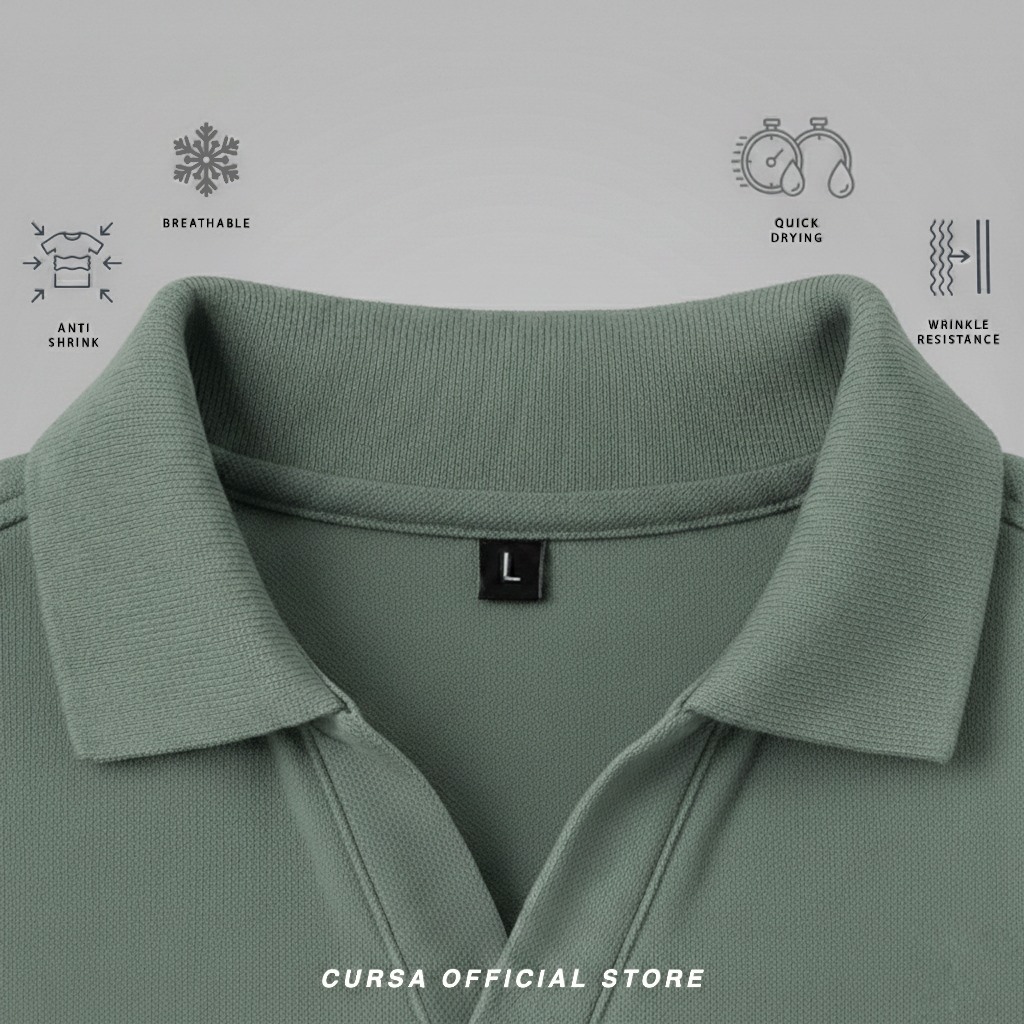 CURSA Polo V Neck Unisex | SAGE SAGE SAGE