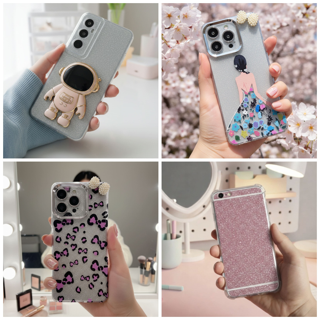 ป้องกันการแตก + สติ๊กเกอร์เคสผิวแวววาว Samsung J1 Ace J4 Plus J6 Plus J7 Plus