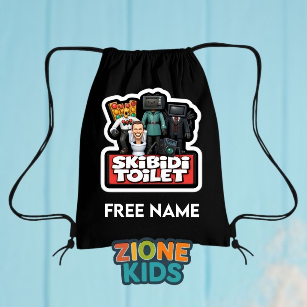 ZIONEKIDS Skibidi Toilet กระเป๋าหูรูดสําหรับเด็กสามารถใช้ได้สําหรับโรงเรียนและการศึกษากระเป๋าเชือกรู