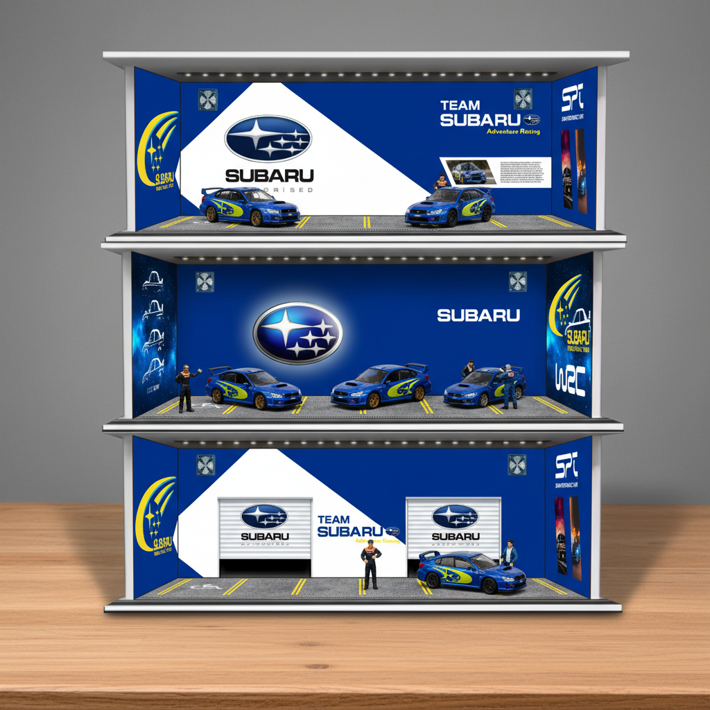 KRMK DIORAMA GARAGE 1/64 GARAGE SUBARU WRC พร้อม LED