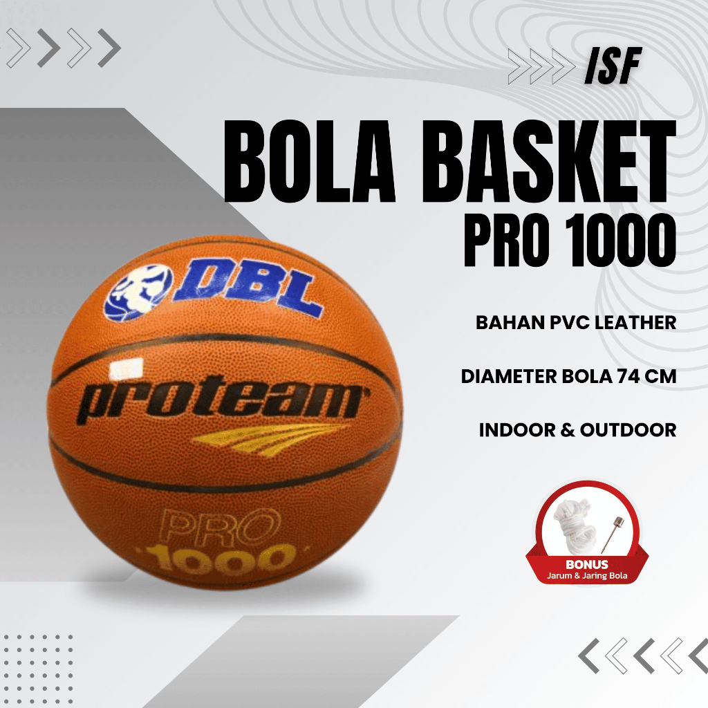 Basketball Pro-1000 DBL Proteam Size 7 Indoor Outdoor Sport Leather Material Type