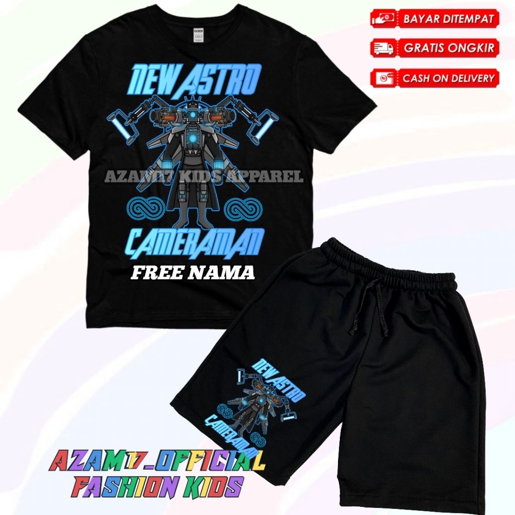 ASTRO TITAN CAMERAMAN KIDS ชุดเสื้อยืดและกางเกงขาสั้นห้องน้ําฟรีชื่อ / TITAN CAMERAMAN UPGARDE SKIBI