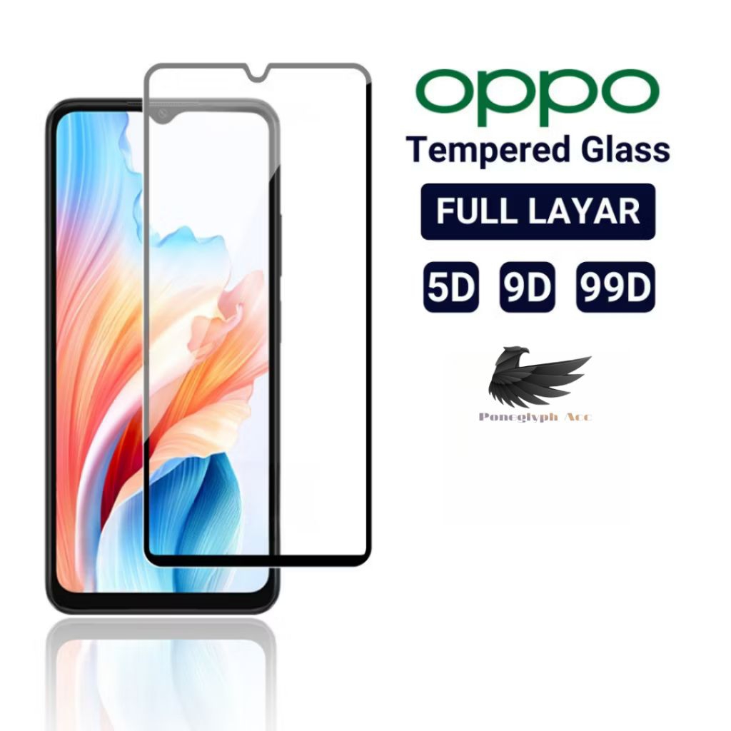 LAYAR TG Clear 5Dแบบเต็มหน้าจอOppo A60 A59 A58 A57 A57s A56 A55 A54 A54s A53 A52 A98 A97 A96 A95 A94