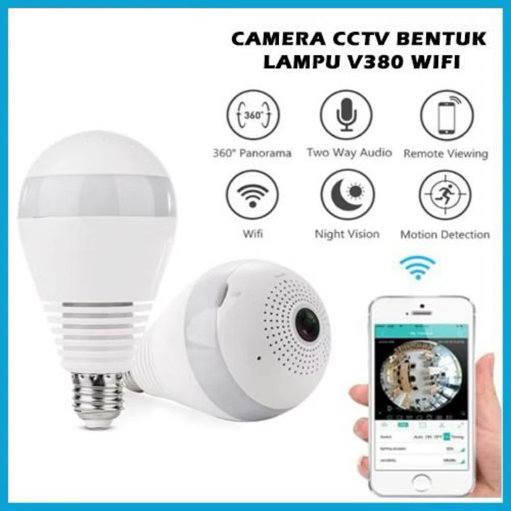 กล้อง IP กล้องวงจรปิด PREMIUM PANORAMIC BULB V380/V380 PRO 360 DEGREE INFRARED
