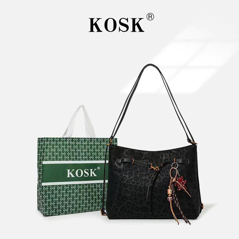 KOSK Womens 2-in-1 Leopard Print Shoulder Bag กระเป๋าโท้ตอินเทรนด์ 7093