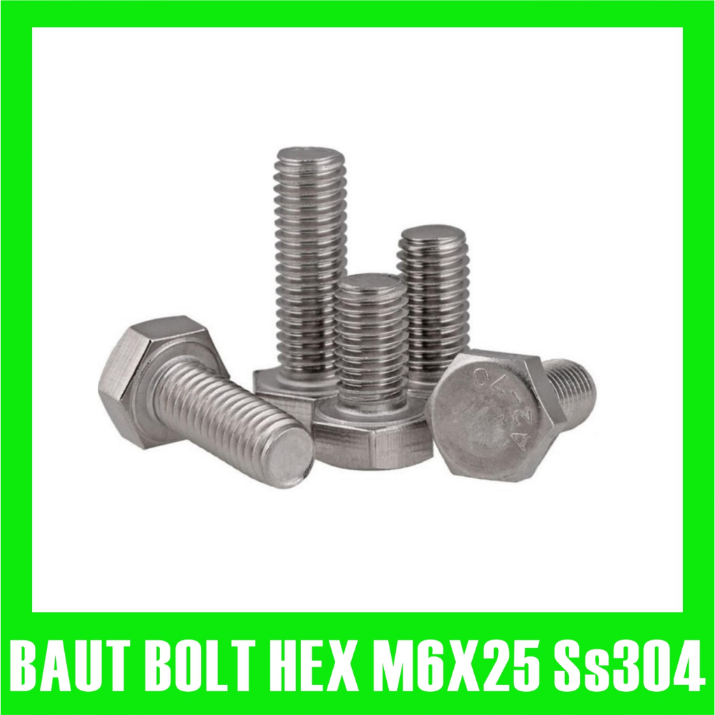 Hex Bolt m6x25 สแตนเลสสตีล Hex Bolt M6 x 25 มม. SS304 หกเหลี่ยม Bolt M6x25 SUS 304