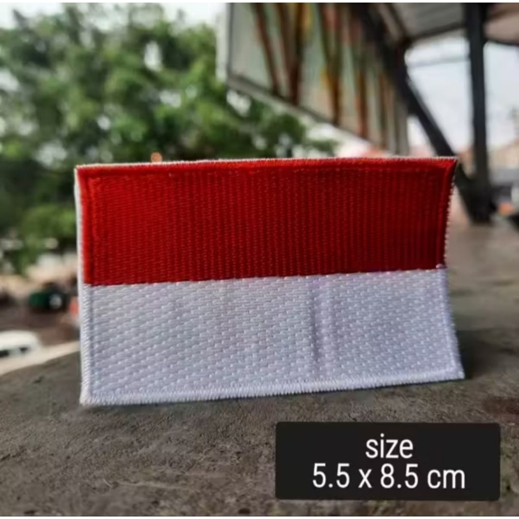 INDONESIAN FLAG THREAD EMBROIDERY SMALL FLAG PATCH