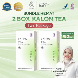 Twin Package 2 Box Kalon Teh Hijau Premium Saffron BPOM & Halal MUI Teh Pelangsing Herbal