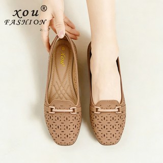 XOU Fashion Flatshoes Wanita Sepatu Flat Wanita Desain berlubang untuk Sepatu Wanita A-03