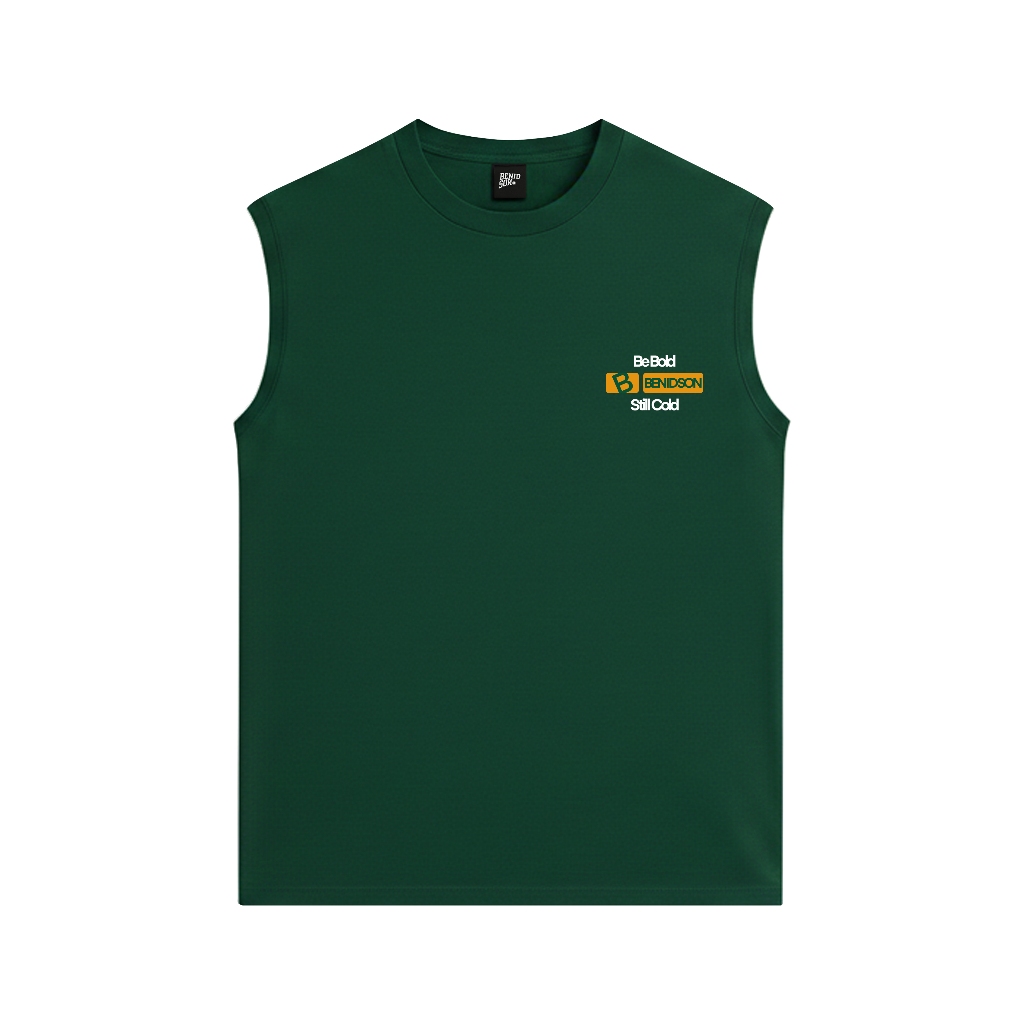 HIJAU Benidson เสื้อกล้ามแขนกุดเสื้อยืดขนาดใหญ่สีเขียวขวด Planking