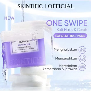 SKINTIFIC Pads Eksfoliasi Wajah 40 Pads/130ml - Mengangkat Sel Kulit Mati, Menenangkan Jerawat, Mencerahkan Kulit