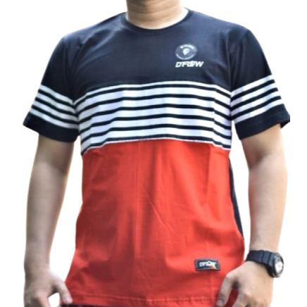 MERAH DFLOW STRIPE เสื้อยืดสีดําสีขาวสีแดงผ้าฝ้าย COMBADS