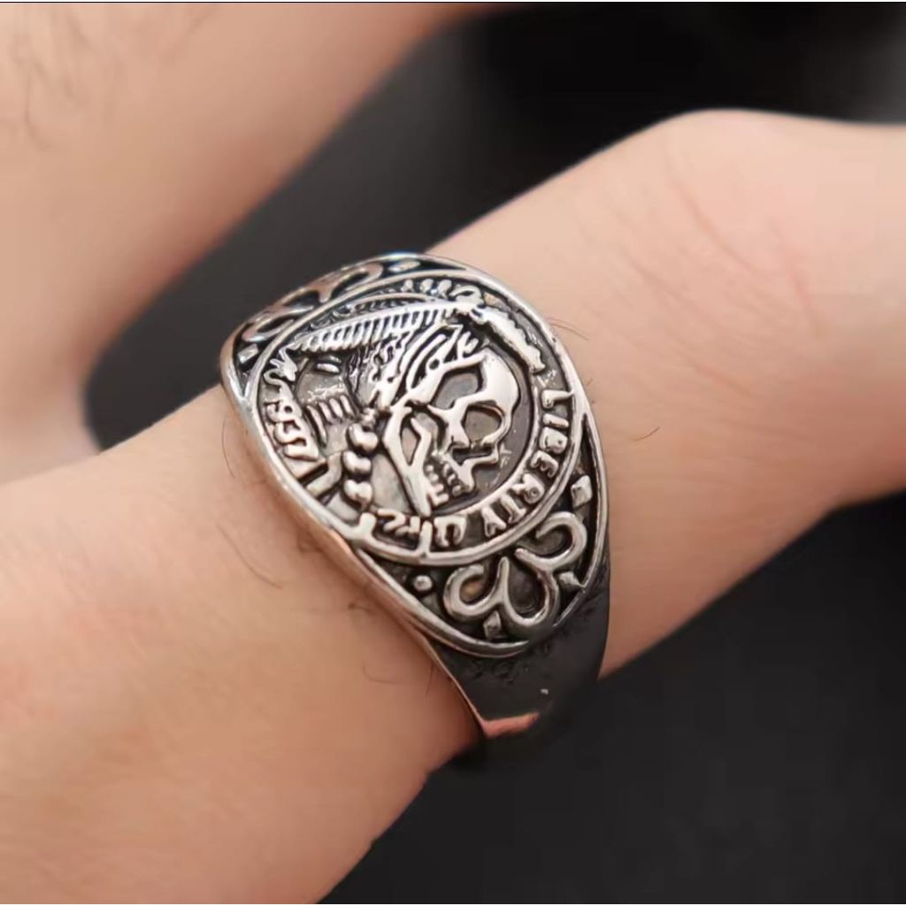 เหรียญโอลิมปิก Skull Motif Retro Ring 1937 / 1937 Olympic Coin Skull (ปรับได้)