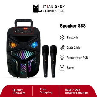 Speaker Karaoke Bluetooth 9 Inch Speaker Bluetooth Termasuk 2 Mic Dan Remote Control Speaker 888/885/815