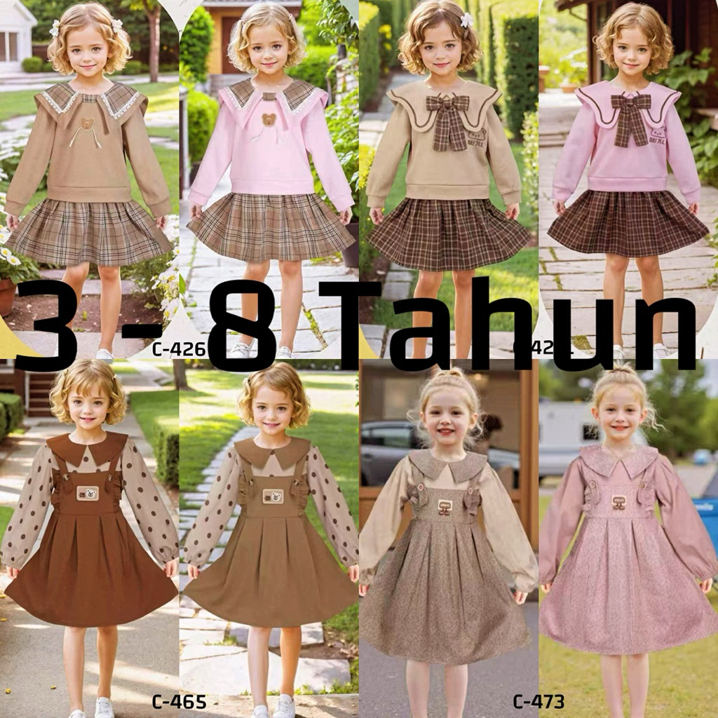 (IMPROT) PREMIUM TGN PJG DRESS AGES 3 - 8 YEARS (C-426, C-4211, C-465, C-273)