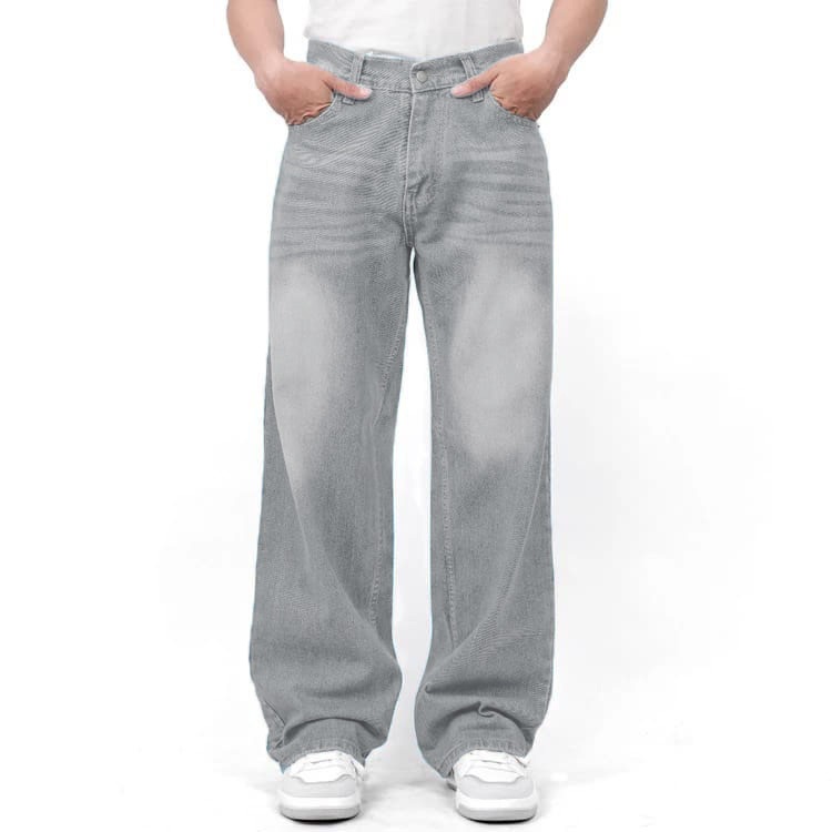 Retro Whisker Jeans/Beggy Jeans สําหรับผู้ชายและผู้หญิง กางเกงยีนส์ Baggy สไตล์เกาหลี ขากว้าง อินเทร