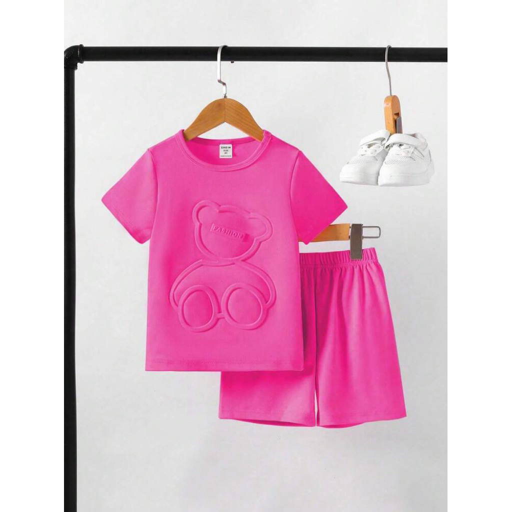 Shein ขนาด 6 ปีชุดสูท shein original ชุดสูทเด็กผู้หญิง fushia พัดลมสีชมพู