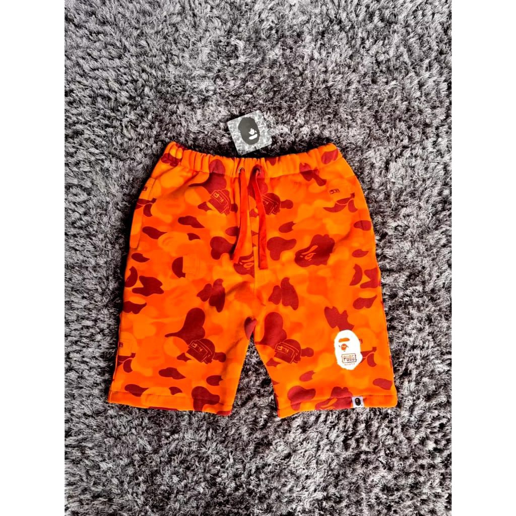 BAPE PBG กางเกงขาสั้นสีส้ม