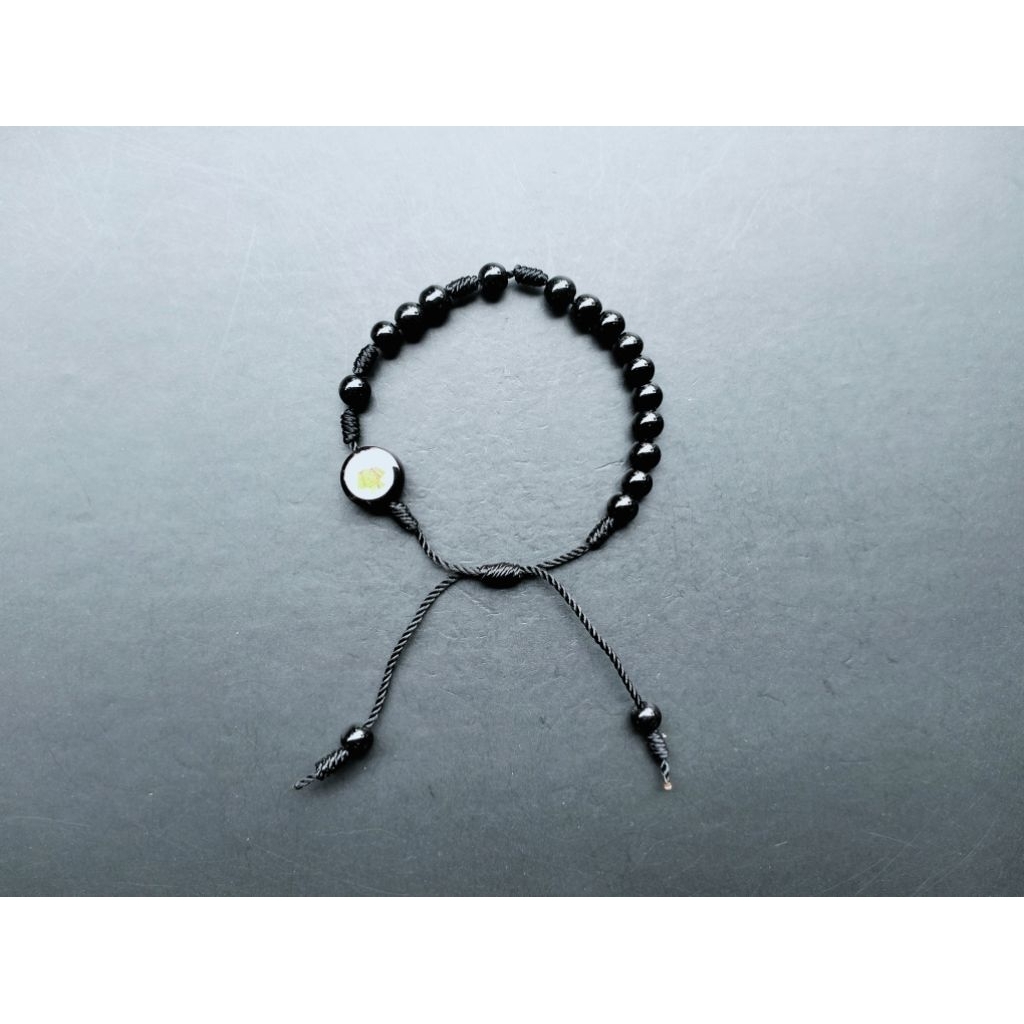 G514 BLACK HEAVY PEARL ROSARY BRACELET