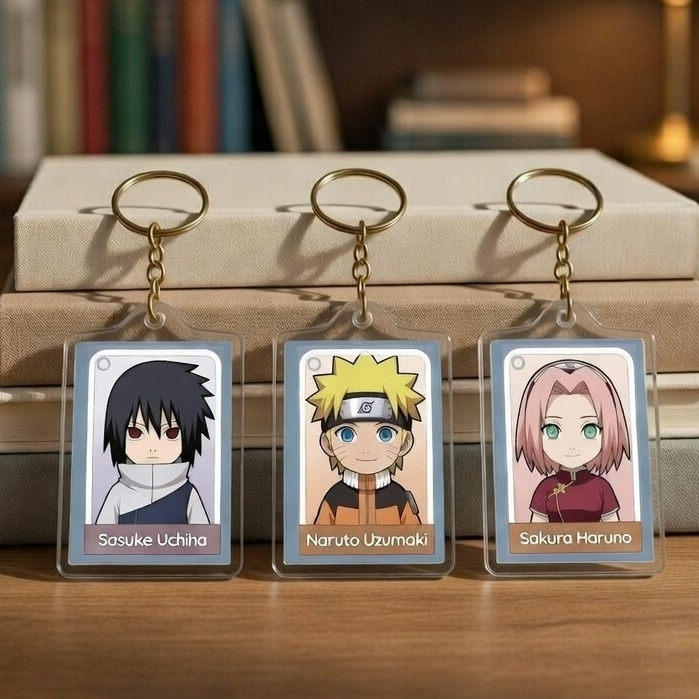 GANTUNGAN ซื้อ 4 แถม 1 Chibi Naruto Shipuden Naruto Sasuke Sakura พวงกุญแจสําหรับรถจักรยานยนต์ / กุญ