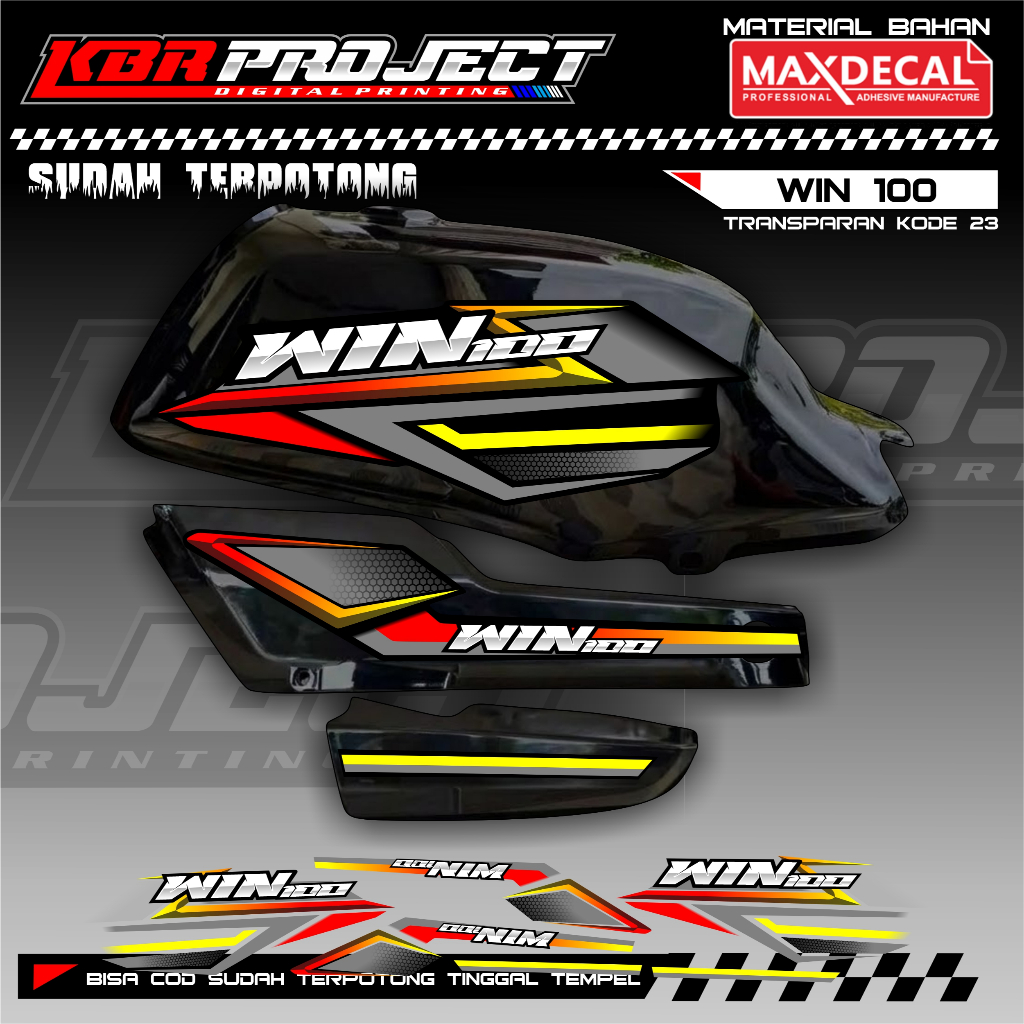 WIN 100 COOL PREMIUM TRANSPARENT STRIPING STICKERS HONDA RACING 23 VARIATION LINES ALREADY CUT