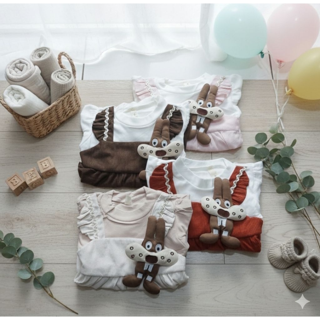GIRLS LONG-SLEEVED DRESS WITH DOLL APPLICATION 5 MONTHS-3.5 YEARS DS0111