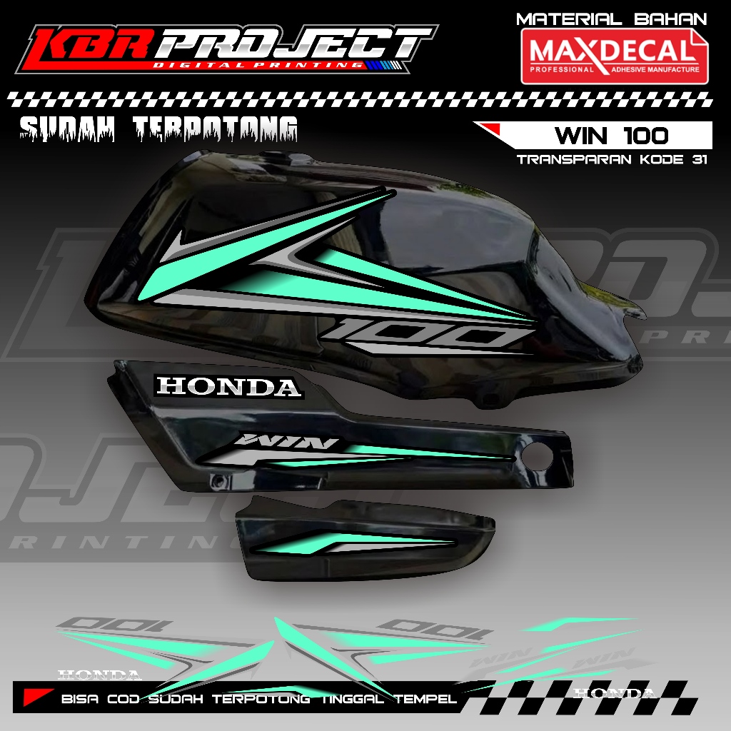WIN 100 COOL PREMIUM TRANSPARENT STRIPING STICKERS HONDA RACING 31 VARIATION LINES ALREADY CUT