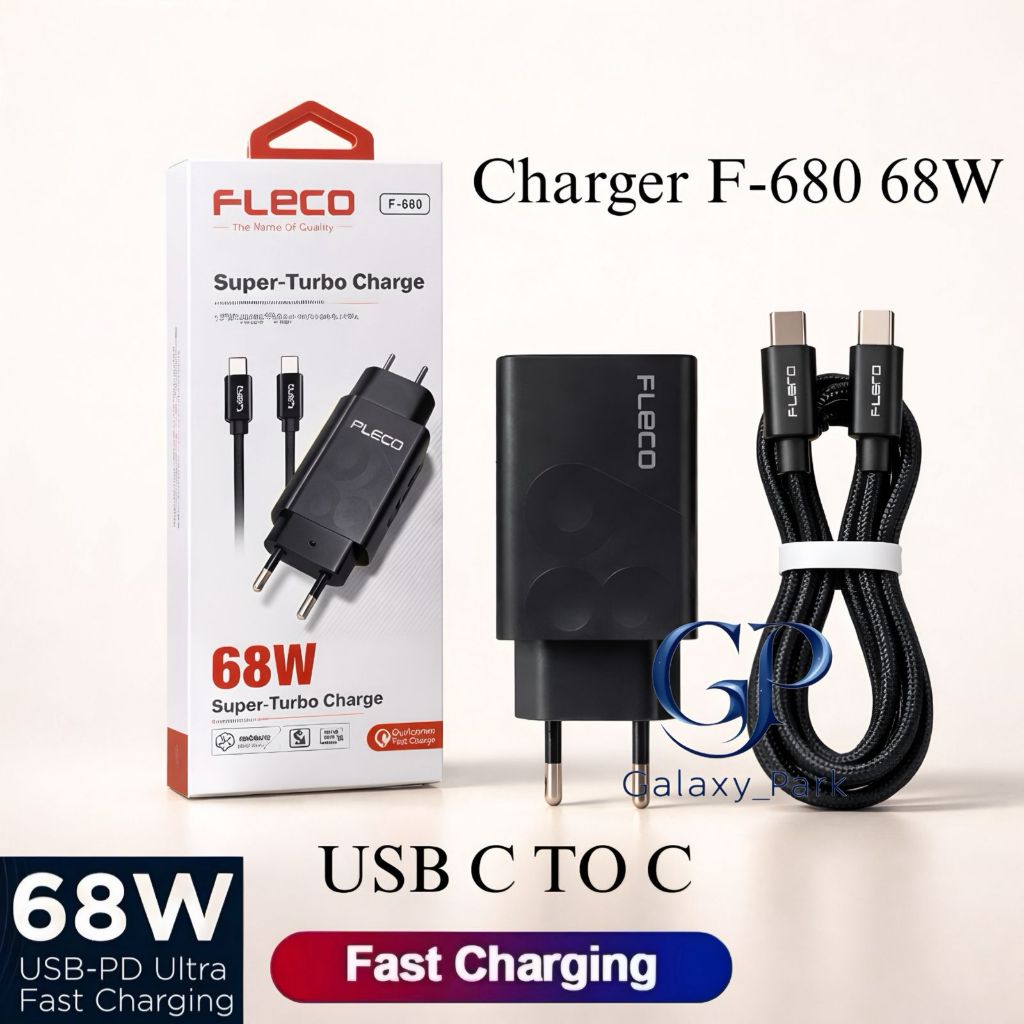 เครื่องชาร์จ 68W Fleco F-680 Usb-C PD ชุดชาร์จ Data Cable 1M C To C 100w Turbo Super Fast Vooc สําหร