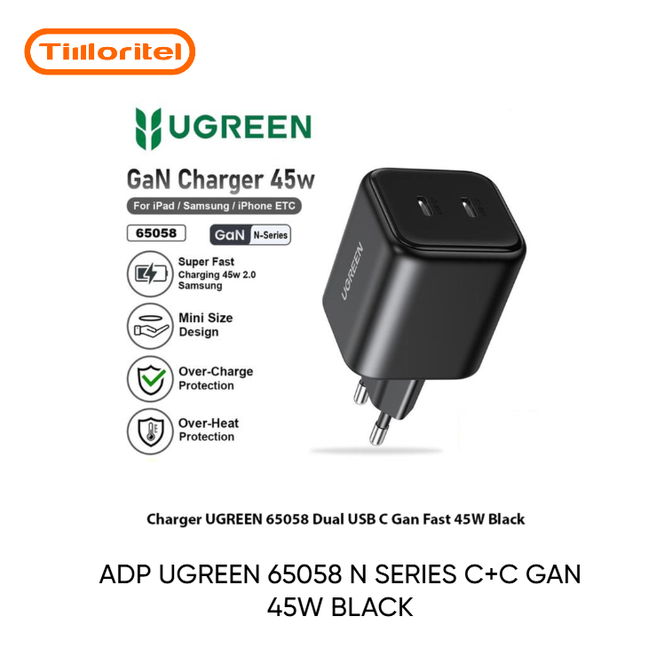 UGREEN 65058 N SERIES C+C ADAPTER GAN 45W สีดํา