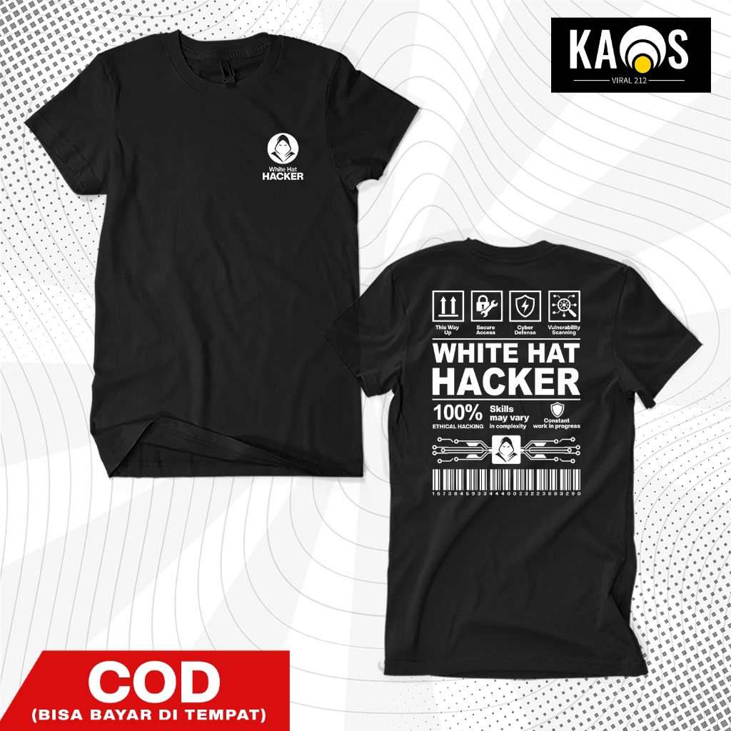 Unisex White Hat Hacker Ethical Hacking Distro T-Shirt - IT Security Specialist เสื้อยืดทําจากผ้าฝ้า