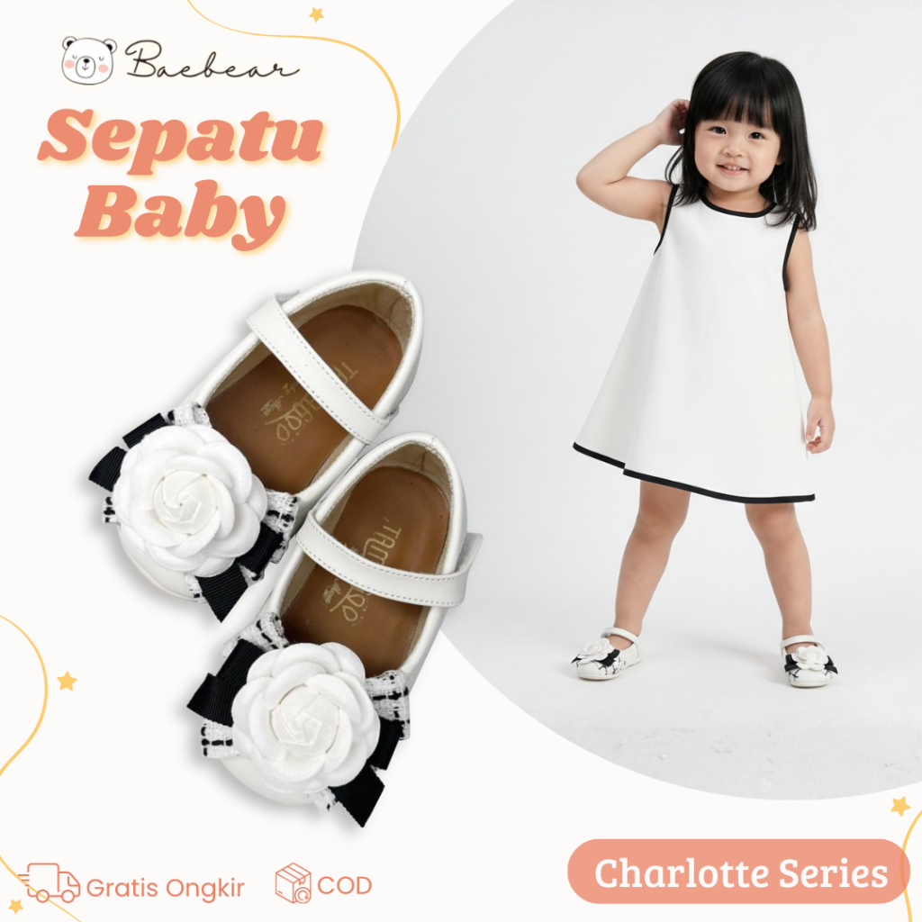 Baebear Charlotte Series Prewalker & Walker Baby Party Shoes - กันลื่น / เสน่ห์ / ดอกไม้