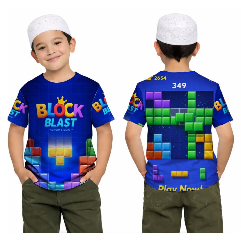 Block Blast Game Kids T-Shirt // Game T-Shirt // Block Blast