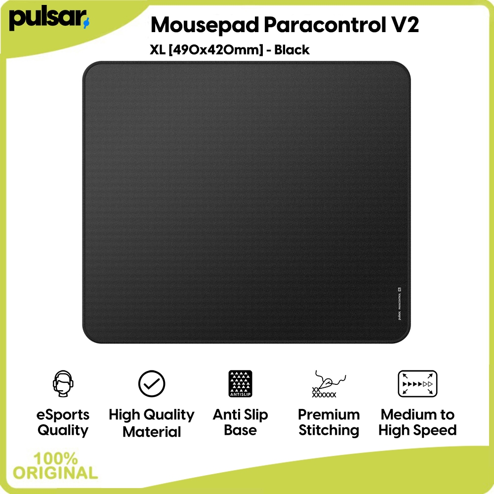 Pulsar Gaming Mousepad Paracontrol V2 ขนาด XL [490x420 มม.] สีดํา Professional Anti Slip Esports Des