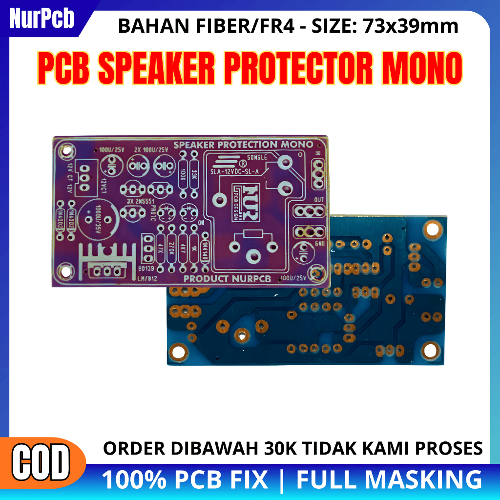 NUR PCB - เครื่องขยายเสียงป้องกันลําโพง PCB Mono 4x7.5 ซม. Fullmasking Speaker Safety