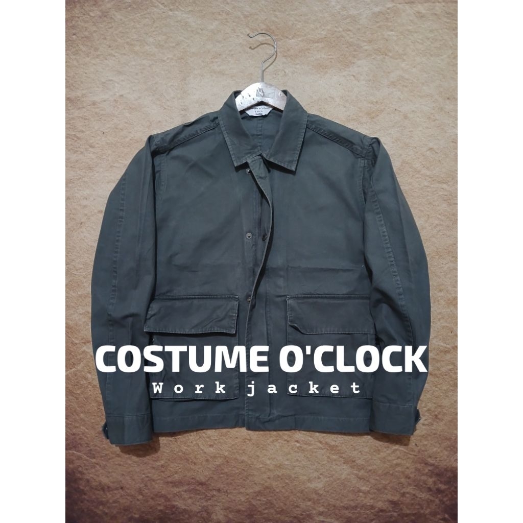 COSTUME OCLOCK เสื้อแจ็คเก็ตทํางานลําลองทําจากผ้าใบมือสอง