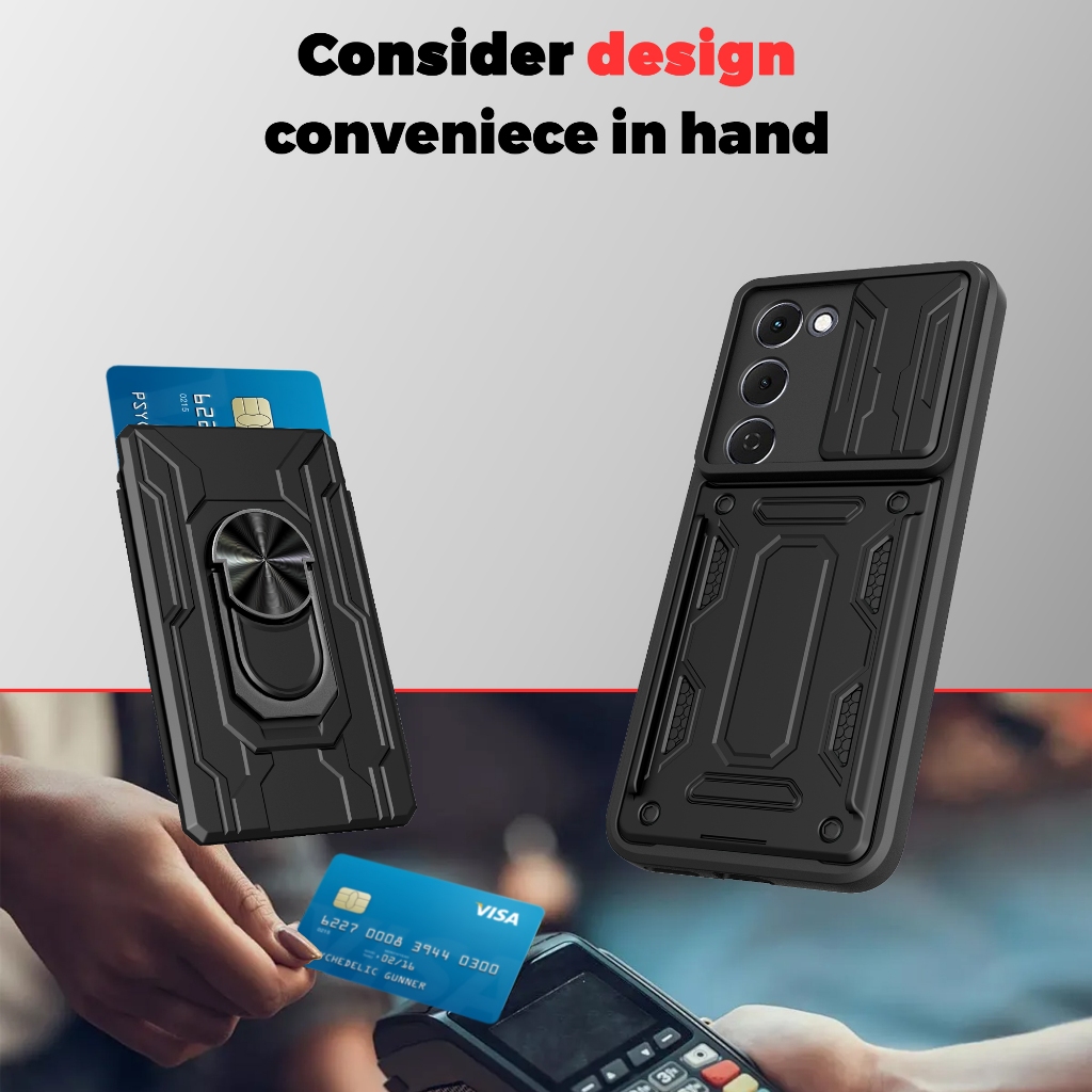 Tecno Spark 40 Pro - CardX Flip Lens Card Ring Military Armor Case กันกระแทก