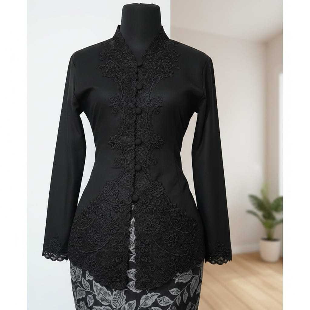 KATUN Encim Kebaya พร้อมงานปักเข้าชุด แขนยาว วัสดุผ้าฝ้าย