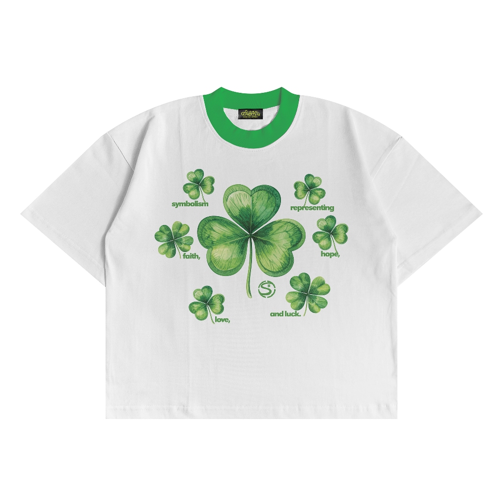 Boxy Oversize Ringer Tee "Green Clover / Shamrock / Celtic / Celtic Punk" Socratez Apparel 20s Heavy
